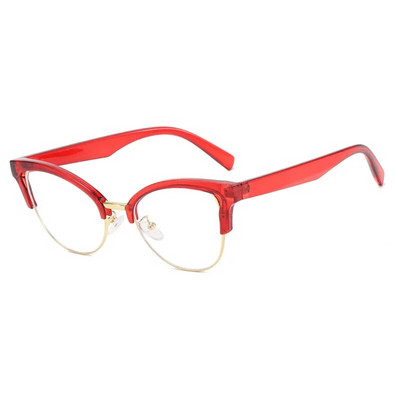 2023 Fashion Cat Eye Tavalised prillid naistele Arvutiraamiga prillid peokrillid Metallist poolraamiga prillid Läbipaistvad prillid