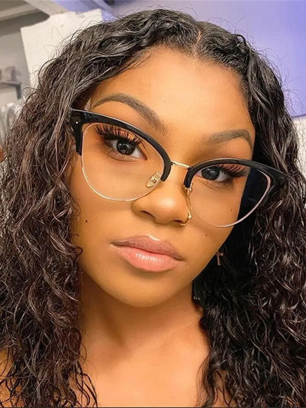 2023 Fashion Cat Eye Tavalised prillid naistele Arvutiraamiga prillid peokrillid Metallist poolraamiga prillid Läbipaistvad prillid