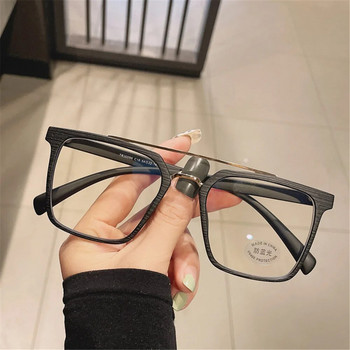 MAYTEM Κορεατικά ανδρικά γυαλιά μεγάλου σκελετού ρετρό αντι-μπλε φωτιστικά γυαλιά ξύλου διπλής δοκού TR90 απλό επίπεδο καθρέφτη Γυναικεία γυαλιά 2023
