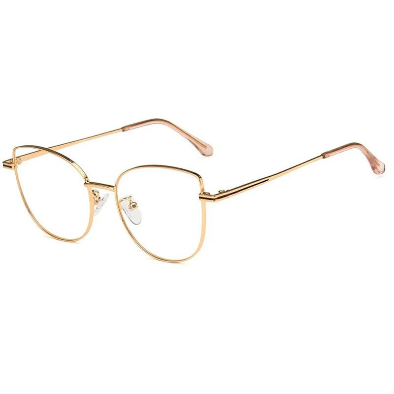 Anti Blue Light Radiation Computer Brilles Super Light Metal Trend Cat Eye Rose Gold Rāmis un citas daudzkrāsu iespējas UV400