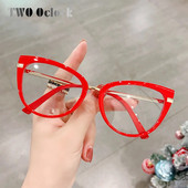 Trendovske ženske naočale s okvirom Računalne naočale s premazom protiv plavog svjetla Naočale crvene 0 dioptrije Kratkovidnost oculos grau feminino