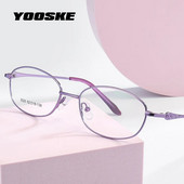 YOOSKE Naiste optiline raam Prillid Titaanisulamist Prillid Naistele Väikesed ovaalsed prilliraamid Naiste IP-kattega metallist prillid