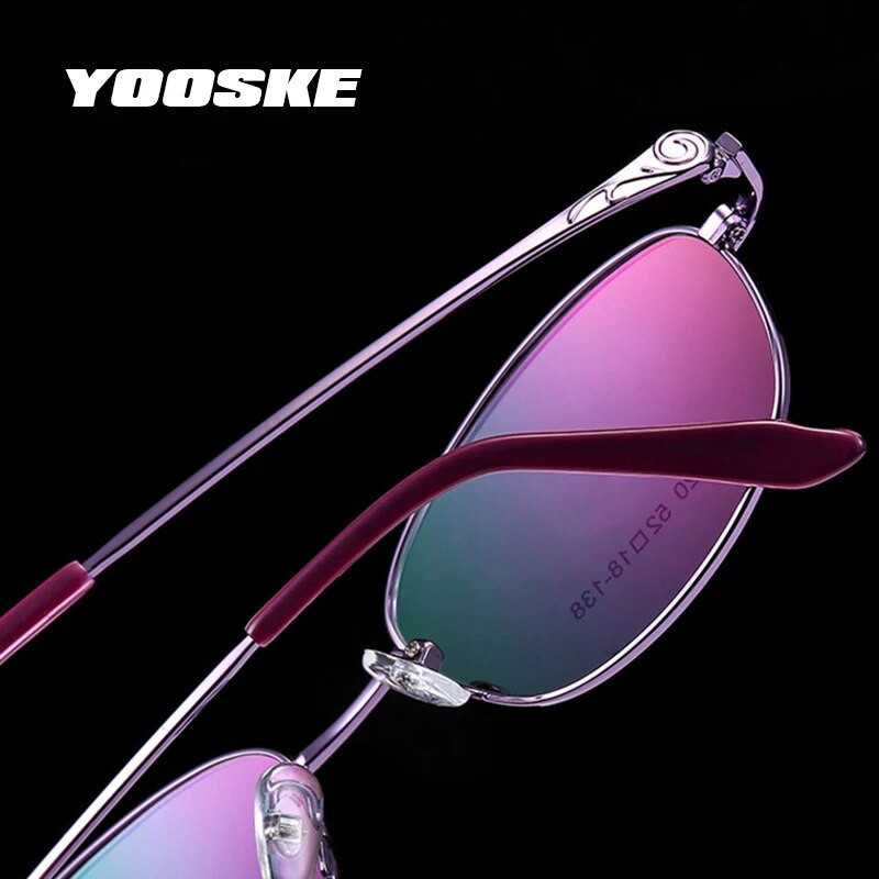 YOOSKE Naiste optiline raam Prillid Titaanisulamist Prillid Naistele Väikesed ovaalsed prilliraamid Naiste IP-kattega metallist prillid