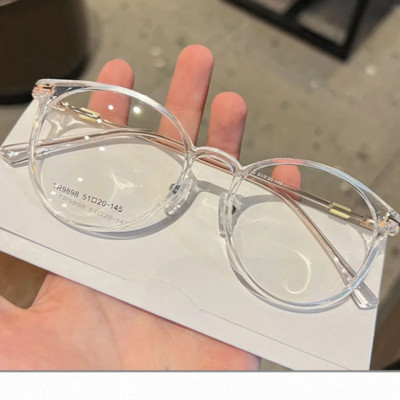 Korejiešu apaļas brūnas brilles briļļu ietvari sievietēm Bez pakāpes recepšu tuvredzība briļļu ietvari sievietēm Caurspīdīga optika