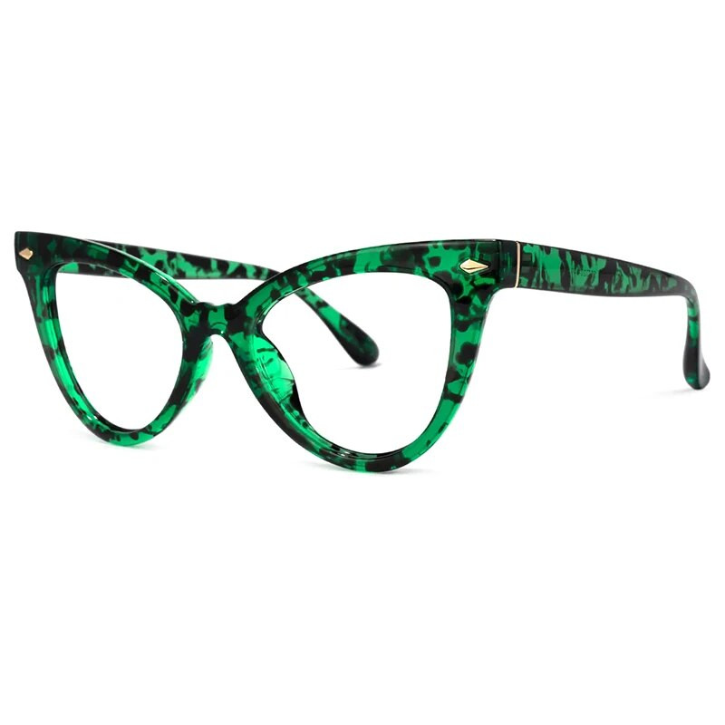 Elegantni okviri za naočale s plavim svjetlom za žene, modne lažne naočale s mačjim okom, ženske vintage prozirne optičke naočale s zakovicama, spektakl