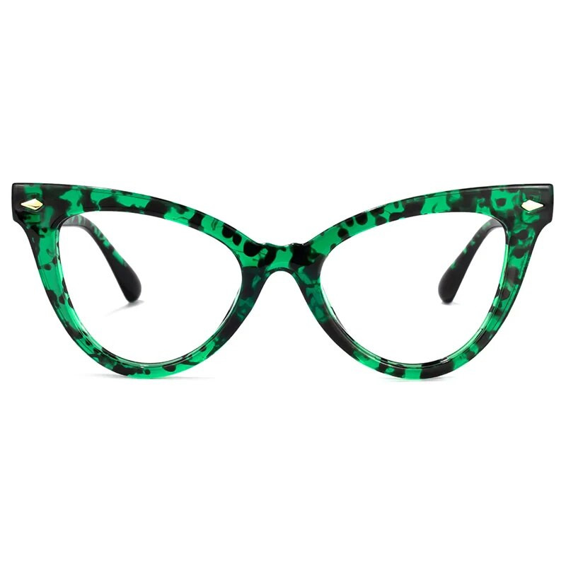 Elegantni okviri za naočale s plavim svjetlom za žene, modne lažne naočale s mačjim okom, ženske vintage prozirne optičke naočale s zakovicama, spektakl