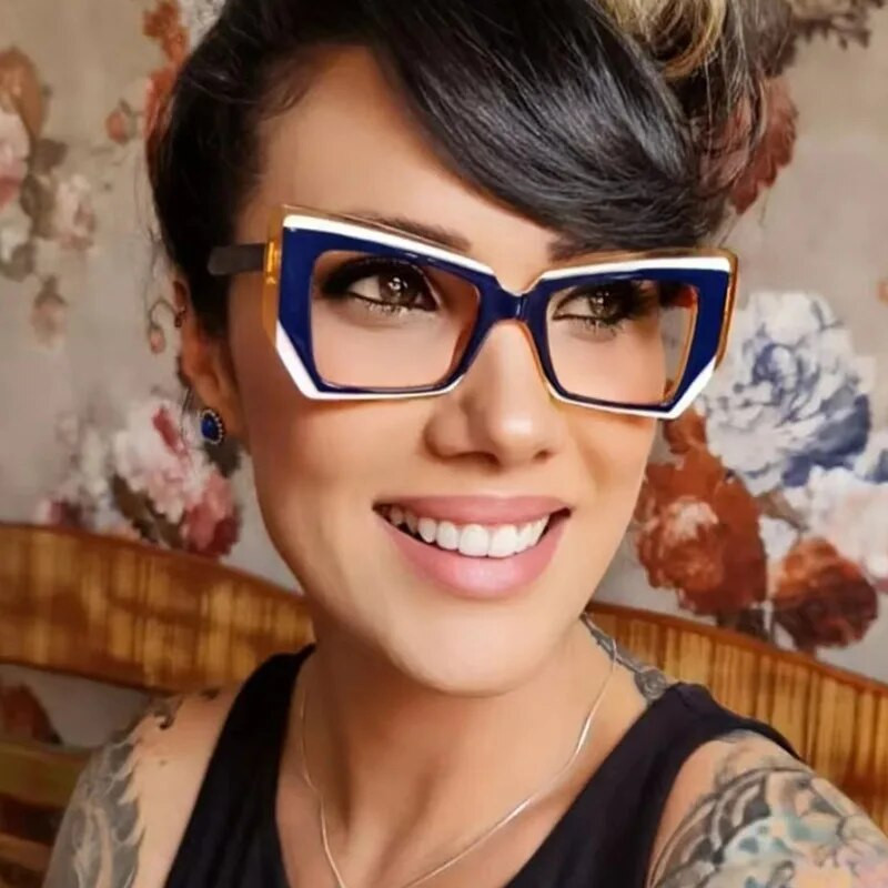 Tr90 Trendikas lilla kassisilm Sinise valguse vastane prillid naistele arvutioptika prillide raam Ebaregulaarne moodne klaas brändi disainer