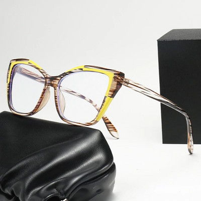 Ochelari de vedere Design ochi de pisică Rame de ochelari pentru femei Ochelari de blocare a luminii albastre Ochelari de modă pentru femei antiradiații Ochelari cu filtru de raze albastre
