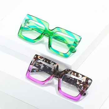 Μοναδικός πορφυρός πράσινος σκελετός γυαλιών Γυναικεία Νέα μόδα Υπερμεγέθη τετράγωνα γυαλιά υπολογιστή αποχρώσεις Ρετρό γυναικεία γυαλιά καθαρού φακού