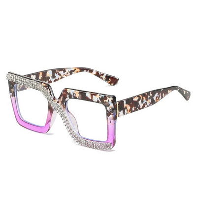 Unikāli purpursarkani zaļi brilles ietvars sievietēm Jauna mode lielizmēra kvadrātveida datora brilles žalūzijas Retro sieviešu brilles ar caurspīdīgu lēcu