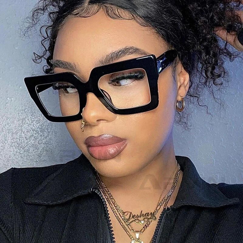 Unikāli purpursarkani zaļi brilles ietvars sievietēm Jauna mode lielizmēra kvadrātveida datora brilles žalūzijas Retro sieviešu brilles ar caurspīdīgu lēcu