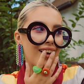 Värvilised prilliraamid naistele Trendikad ümmargused ülisuured optilised läätsed Naiste prillid Moodsad päikeseprillid Naiste prillid