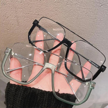 Извънгабаритни луксозни рамки за очила Дамски нови модни квадратни оранжеви прозрачни очила Дамски елегантни маркови големи оптични очила