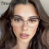 Vintage Cat Eye Anti-sinine helemetallprillid raamid Optilised arvutiprillid Naiste prillid Mood Prillid Prillid