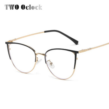 Дизайнерски дамски метални рамки за очила Anti Blue Ray Очила Дамски ретро котешко око 0 диоптъра Рамки за оптични очила Ретро женски