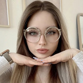 Zlatne naočale za žene s metalnim okvirima Naočale koje blokiraju plavu svjetlost Luksuzne dizajnerske naočale za računalo s okruglim cvijetom Novo