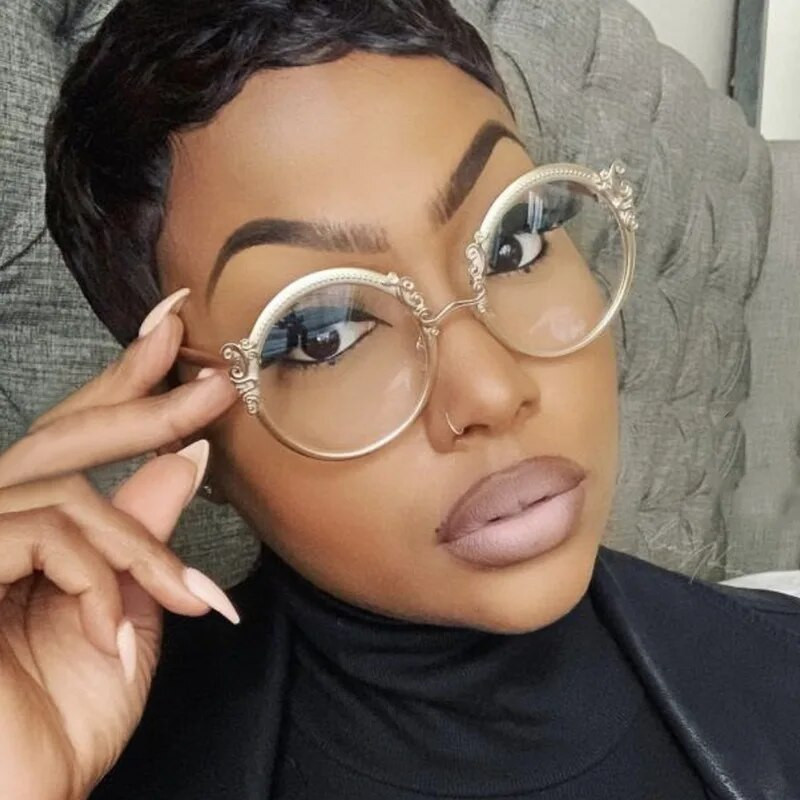 Zlatne naočale za žene s metalnim okvirima Naočale koje blokiraju plavu svjetlost Luksuzne dizajnerske naočale za računalo s okruglim cvijetom Novo