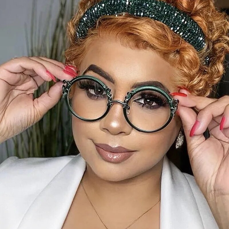 Zlatne naočale za žene s metalnim okvirima Naočale koje blokiraju plavu svjetlost Luksuzne dizajnerske naočale za računalo s okruglim cvijetom Novo