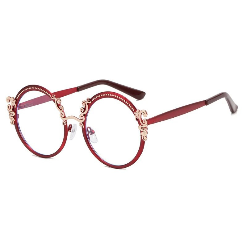 Zlatne naočale za žene s metalnim okvirima Naočale koje blokiraju plavu svjetlost Luksuzne dizajnerske naočale za računalo s okruglim cvijetom Novo