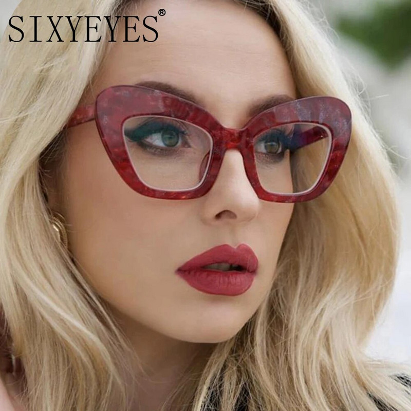 Cat Eye Anti Blue Light Briļļu ietvars Sieviešu Lielizmēra Vintage Caurspīdīgs Lens Leopard Briļļu ietvars Datoram Recepšu Brilles