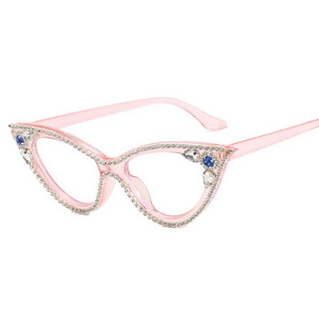 Котешко око Блестяща рамка за очила Модни ретро дамски диамантени кристали Vintage Designer за танцово парти Очила Секси дами