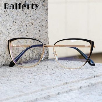Ralferty Декоративни очила със синя светлина Дамски компютърни очила Рамка за жени Прозрачни метални очила против отблясъци Oculos