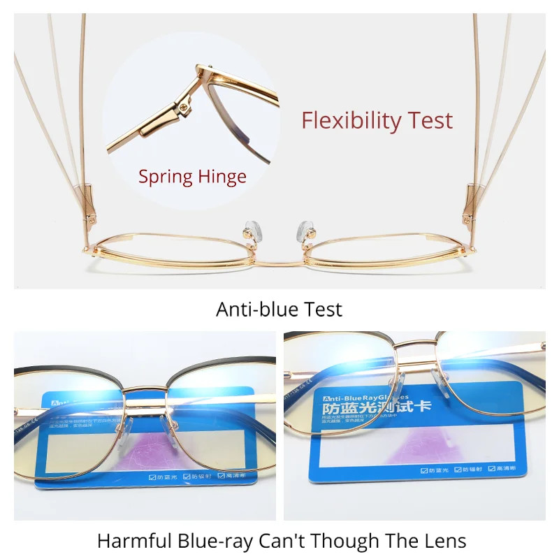 Ralferty dekoratiivsed sinised heledad prillid naiste arvutiprillide raam naistele läbipaistvad pimestamisvastased metallist prillid Oculos