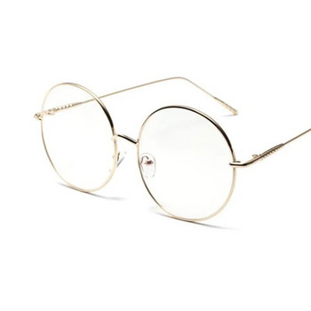 Извънгабаритни прозрачни кръгли очила Сребърна метална рамка Винтидж големи кръгли очила Маркови дизайнерски огромни големи маниакови очила Дамски