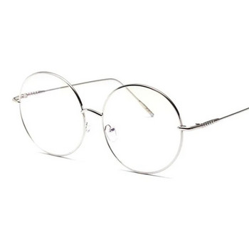 Υπερμεγέθη διαφανή στρογγυλά γυαλιά Ασημένιο μεταλλικό πλαίσιο Vintage γυαλιά μεγάλου κύκλου Μάρκα σχεδιαστής Τεράστια μεγάλα γυαλιά Nerd γυναικεία γυαλιά