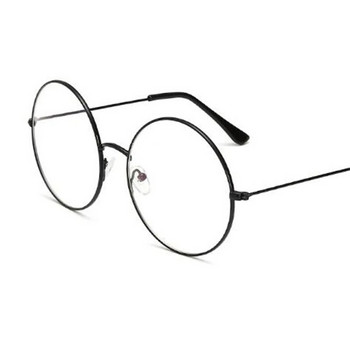 Големи кръгли очила Прозрачни рамки за дамски очила Метални прозрачни лещи нули Оптични рамки Късогледство Nerd Модна рамка за очила