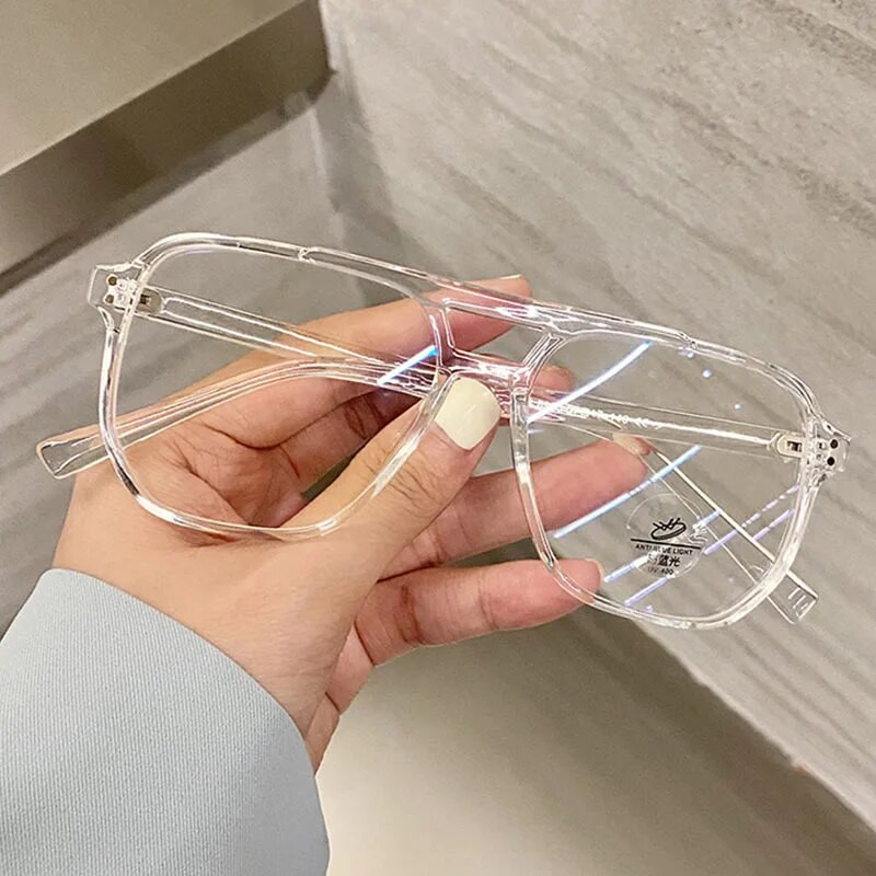 Suured topeltsilla prillid naistele Vintage piloot Anti Blue Light prilliraam Naiste optiline arvuti prill
