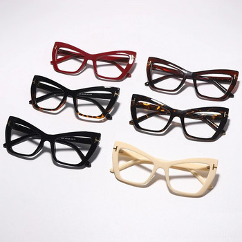 Винтидж нови декоративни очила с котешко око Дамски модни пластмасови прозрачни прозрачни компютърни очила с рамка за очила