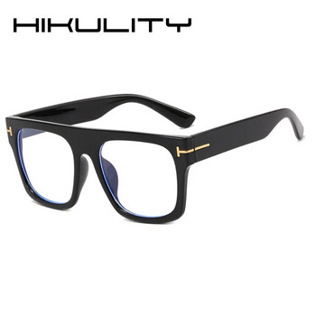 Винтидж извънгабаритни квадратни анти-сини светли очила за жени Черни леопардови компютърни очила Женска рамка за очила с метална буква T