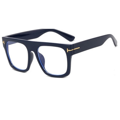 Vintage lielizmēra kvadrātveida anti-zilas gaišas brilles sievietēm melnas leopards datora brilles sievietēm ar burtu metāla T briļļu rāmis