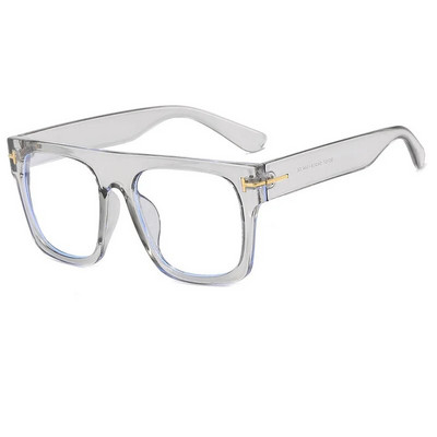 Vintage lielizmēra kvadrātveida anti-zilas gaišas brilles sievietēm melnas leopards datora brilles sievietēm ar burtu metāla T briļļu rāmis