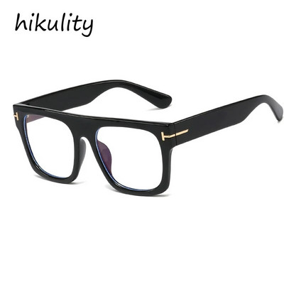 Vintage lielizmēra kvadrātveida anti-zilas gaišas brilles sievietēm melnas leopards datora brilles sievietēm ar burtu metāla T briļļu rāmis