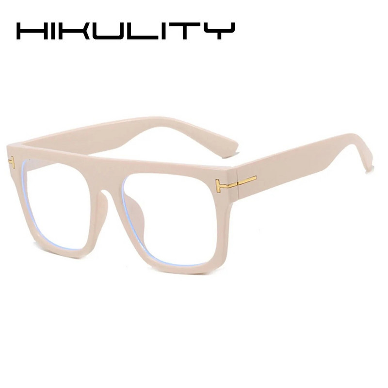 Vintage lielizmēra kvadrātveida anti-zilas gaišas brilles sievietēm melnas leopards datora brilles sievietēm ar burtu metāla T briļļu rāmis