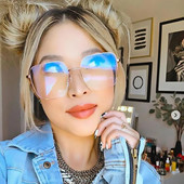 Naočale s velikim okvirom Ženske prevelike četvrtaste naočale Zlatni okvir za naočale Prozirne leće Naočale Optičke kratkovidne štreberske naočale