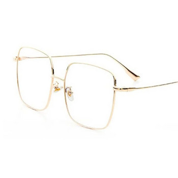 Очила с голяма рамка Дамски големи квадратни очила Златна рамка за очила Прозрачни стъкла Очила Оптични очила за късогледство Nerd