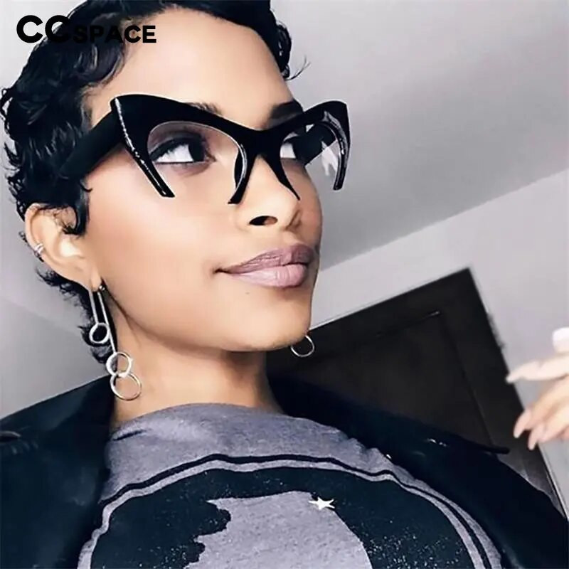 45292 Retro pusrāmju kaķu brilles rāmji sieviešu optiskās modes brilles datoru brilles recepšu brilles