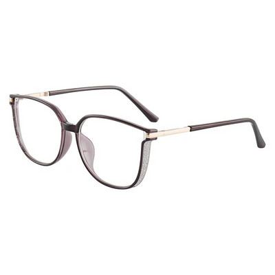 56793 Sieviešu zīmola dizains Luksusa optisko briļļu ietvars metāla atsperes eņģes plakans spogulis liela izmēra pretzilas datora brilles