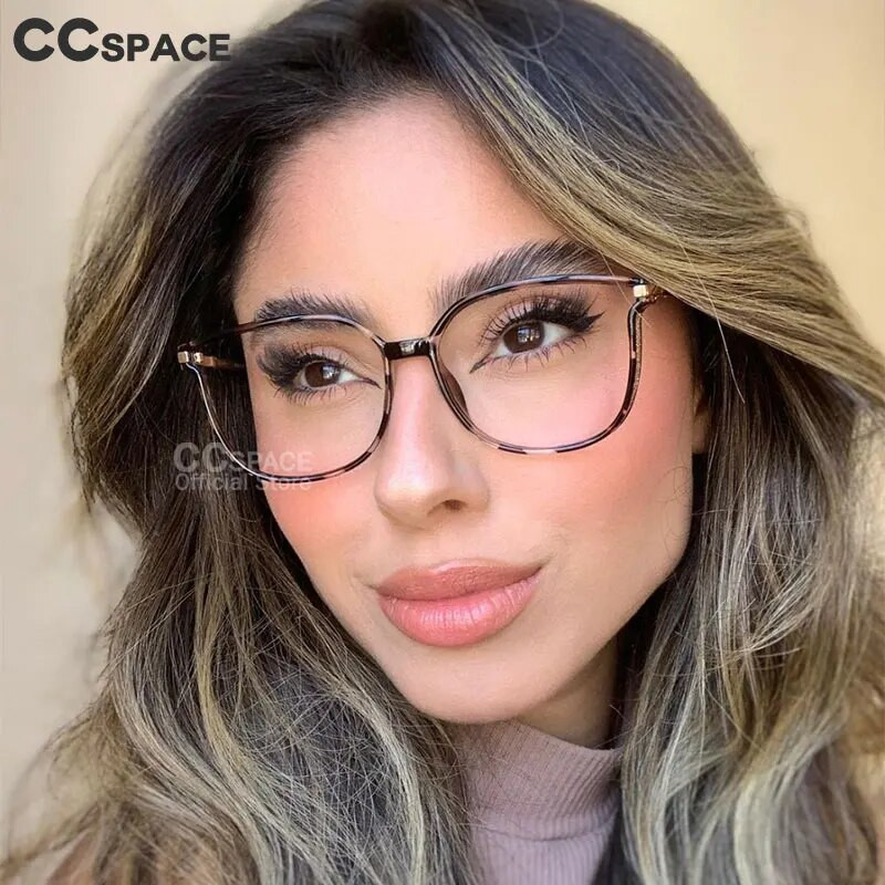 56793 Sieviešu zīmola dizains Luksusa optisko briļļu ietvars metāla atsperes eņģes plakans spogulis liela izmēra pretzilas datora brilles