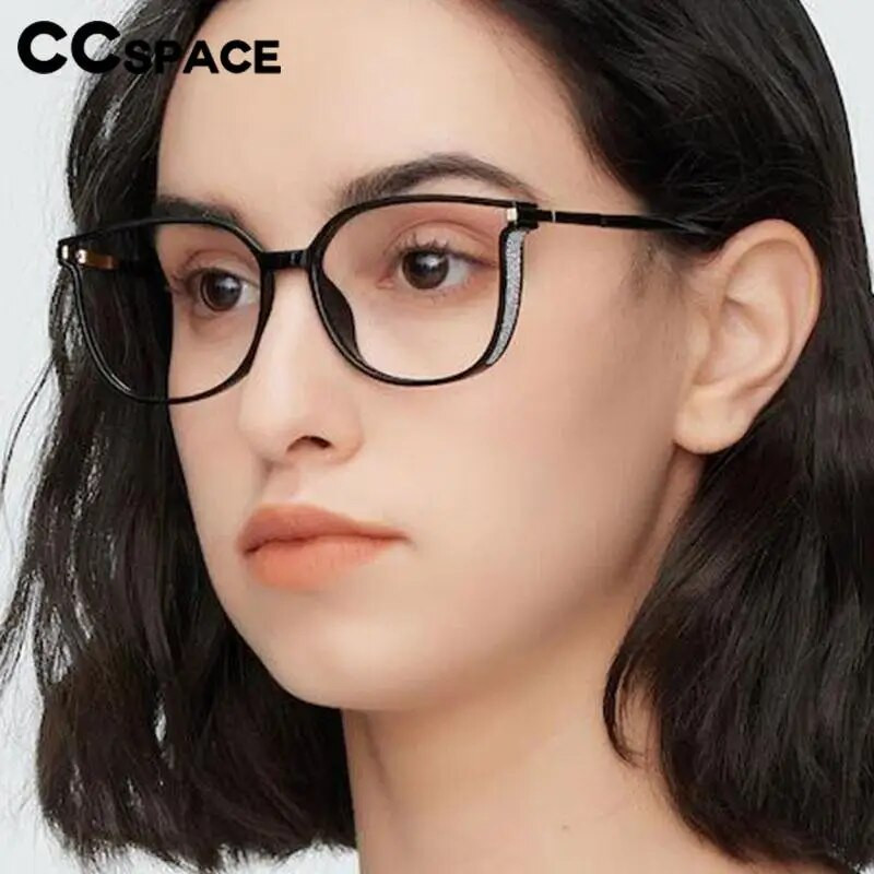 56793 Sieviešu zīmola dizains Luksusa optisko briļļu ietvars metāla atsperes eņģes plakans spogulis liela izmēra pretzilas datora brilles