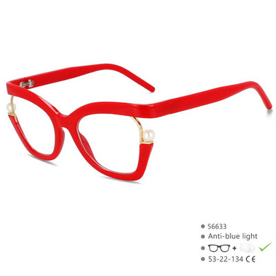 56633 Dizajn brenda Pearl Decoration Ženski optički okvir za naočale Modne antiplave naočale mačje oko Dioptrijske naočale