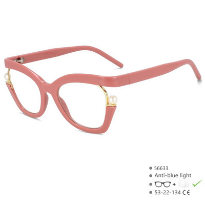 56633 Dizajn brenda Pearl Decoration Ženski optički okvir za naočale Modne antiplave naočale mačje oko Dioptrijske naočale
