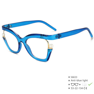 56633 Dizajn brenda Pearl Decoration Ženski optički okvir za naočale Modne antiplave naočale mačje oko Dioptrijske naočale