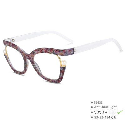 56633 Dizajn brenda Pearl Decoration Ženski optički okvir za naočale Modne antiplave naočale mačje oko Dioptrijske naočale