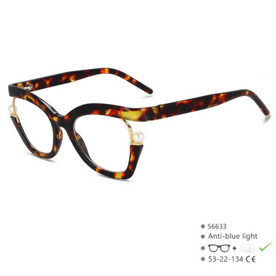 56633 Dizajn brenda Pearl Decoration Ženski optički okvir za naočale Modne antiplave naočale mačje oko Dioptrijske naočale