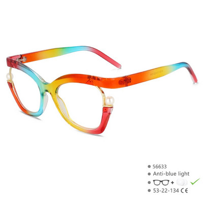 56633 Dizajn brenda Pearl Decoration Ženski optički okvir za naočale Modne antiplave naočale mačje oko Dioptrijske naočale