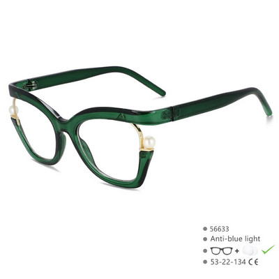 56633 Dizajn brenda Pearl Decoration Ženski optički okvir za naočale Modne antiplave naočale mačje oko Dioptrijske naočale